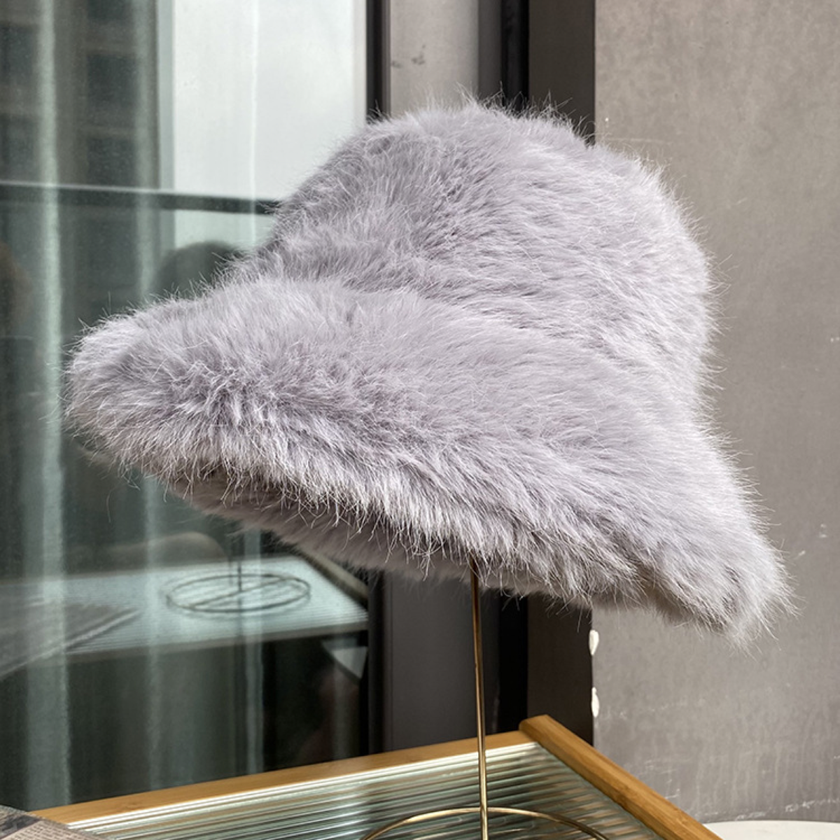 Fluffy Faux-Fur Bucket Hat