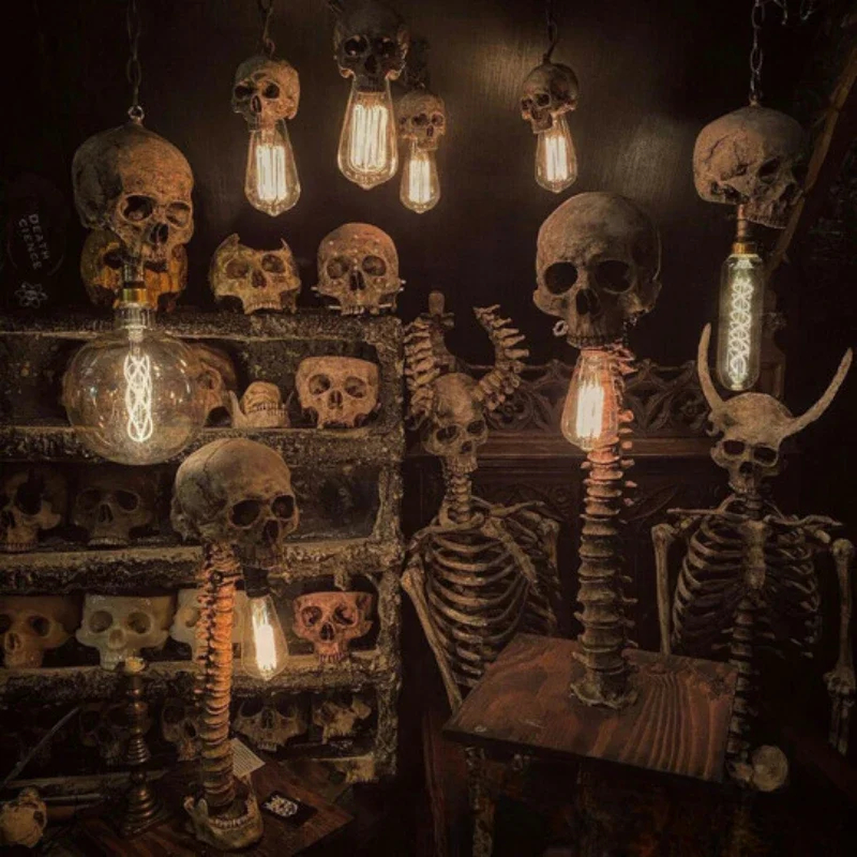 Skull & Spine Gothic Table Lamp