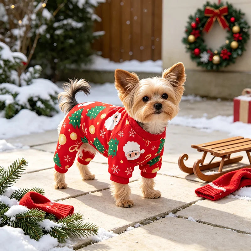 Snowman and Tree Print Dog Pajamas