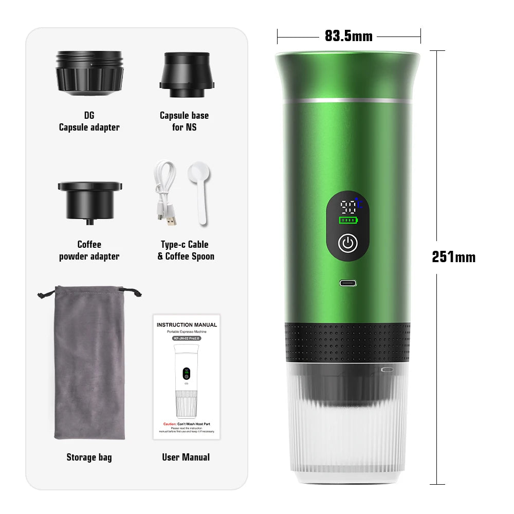 DENOKIN Portable Espresso Maker – Digital Display & 3-in-1 Brewing