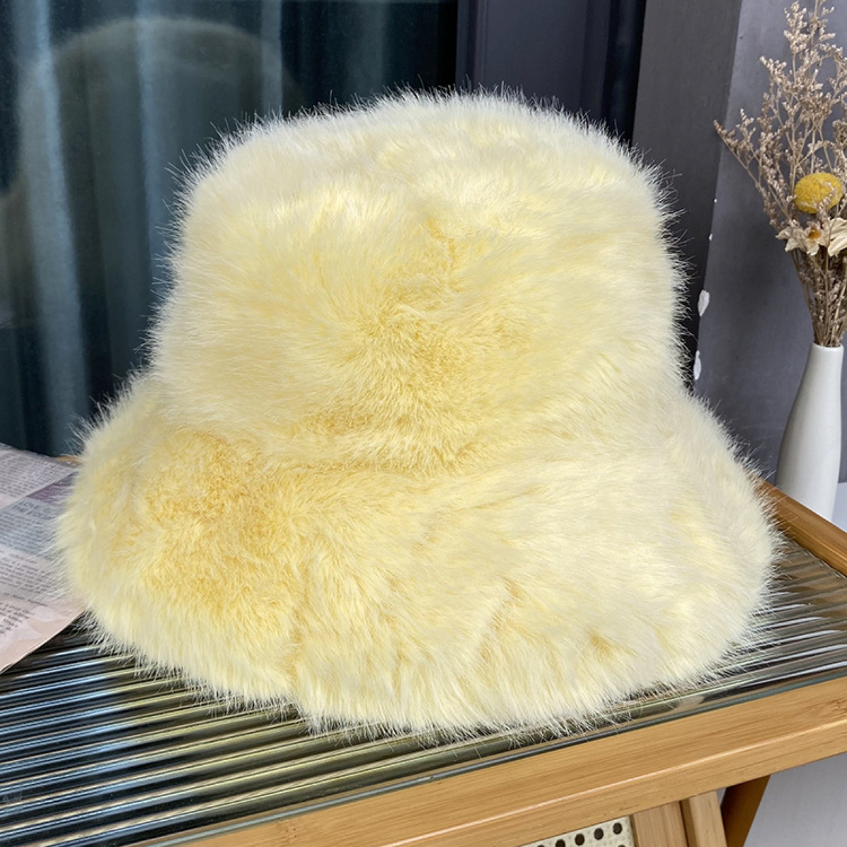 Fluffy Faux-Fur Bucket Hat