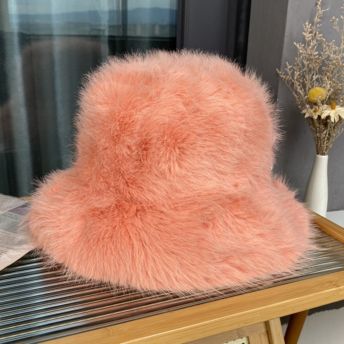 Fluffy Faux-Fur Bucket Hat