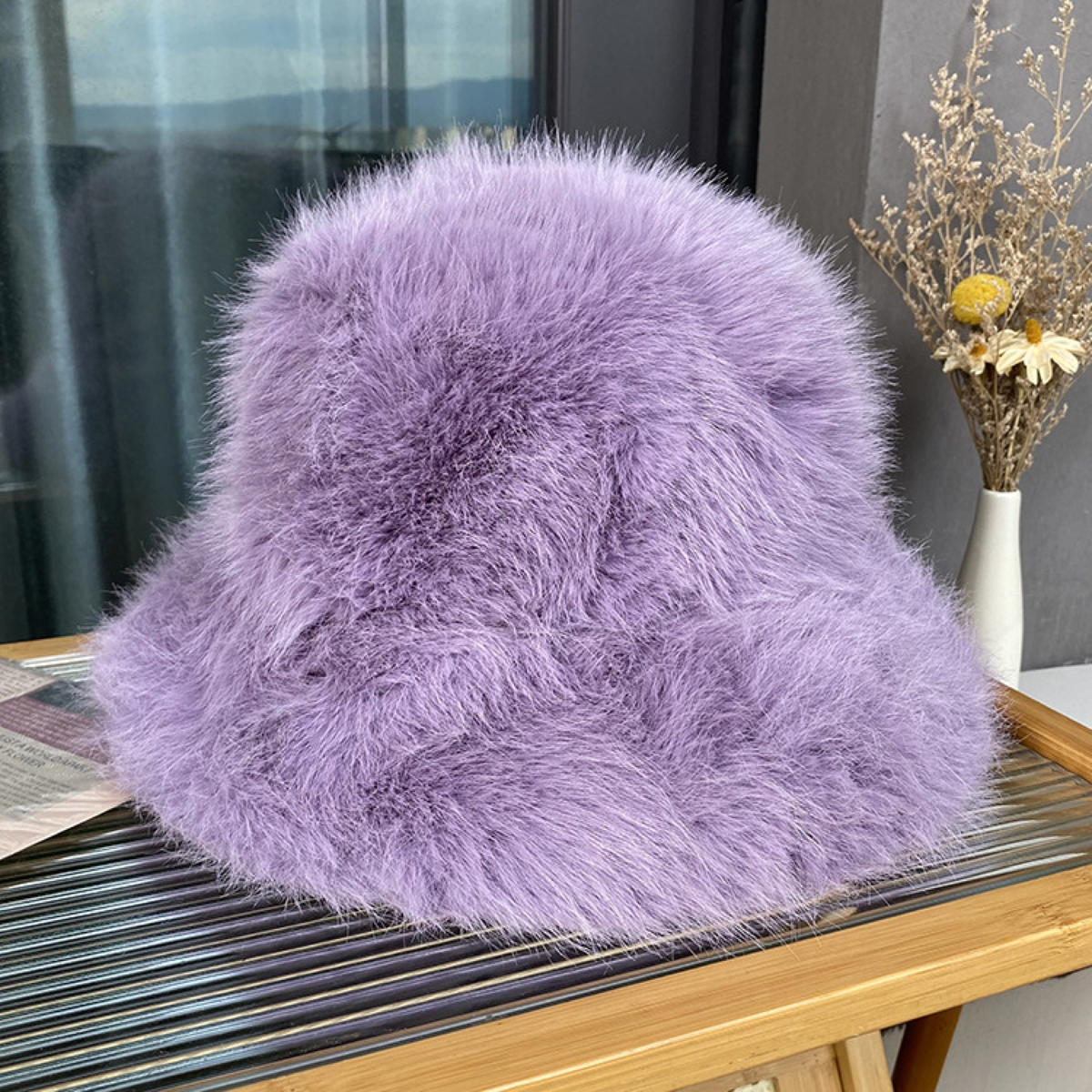 Fluffy Faux-Fur Bucket Hat