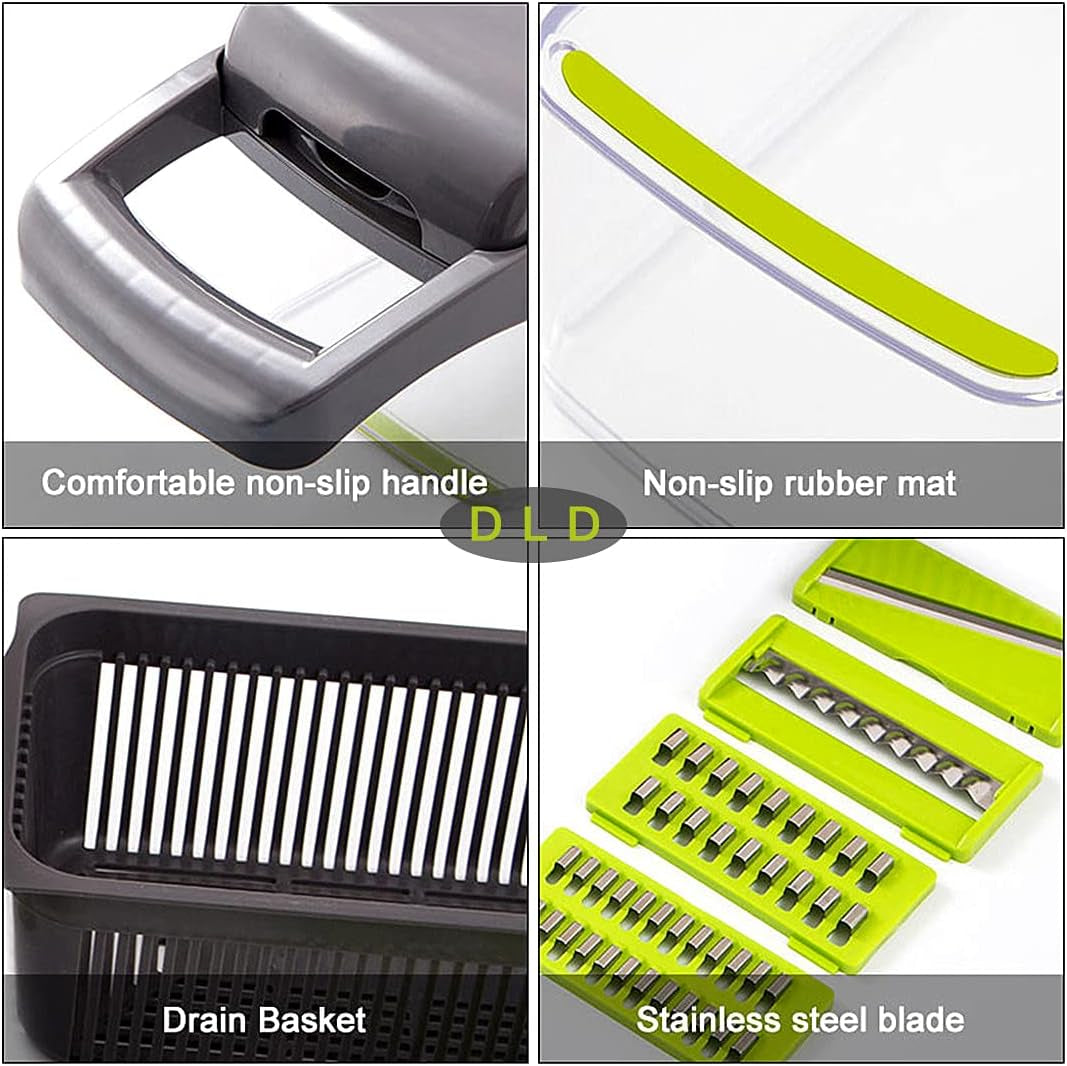 11 in 1 Multi-Function Vegetable and Fruit Chopper Kitchen Multi-Function Diced Vegetable Artifact Potato Shredded Grater Grater Household Potato Chip Sliced Grater