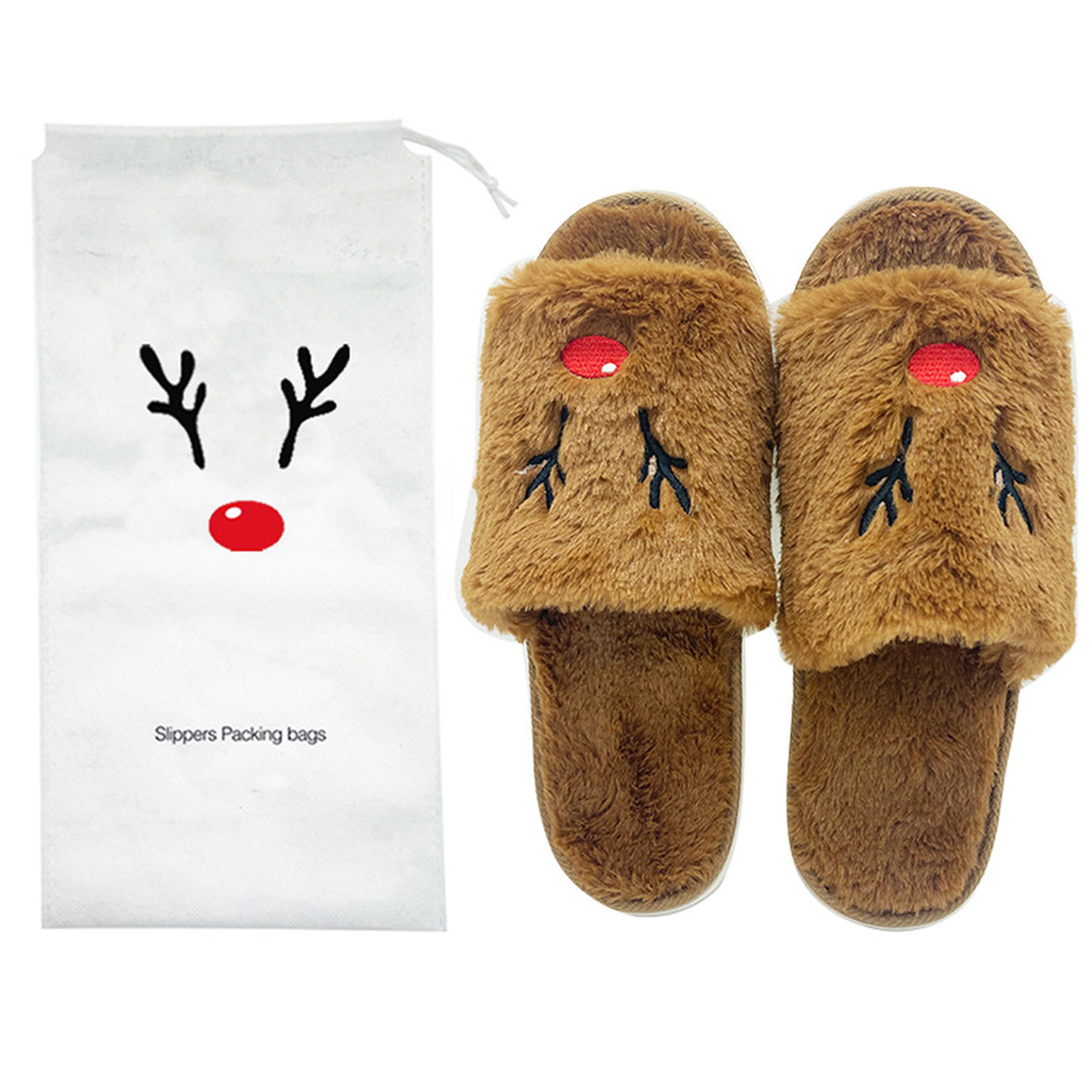 Cozy Pumpkin & Elk Plush Slippers