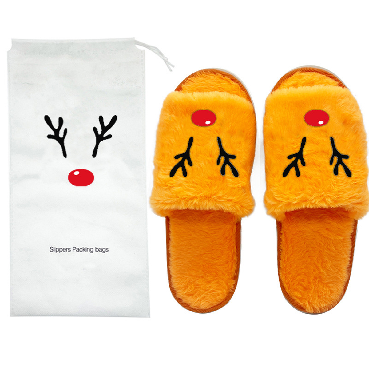 Cozy Pumpkin & Elk Plush Slippers