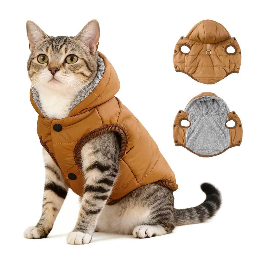 Cozy Hooded Pet Jacket with Leash Ring