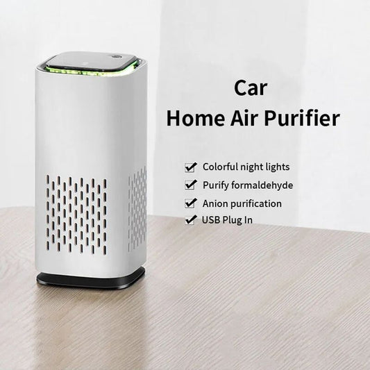 Portable USB Air Purifier for Car & Home – Quiet, with Night Light