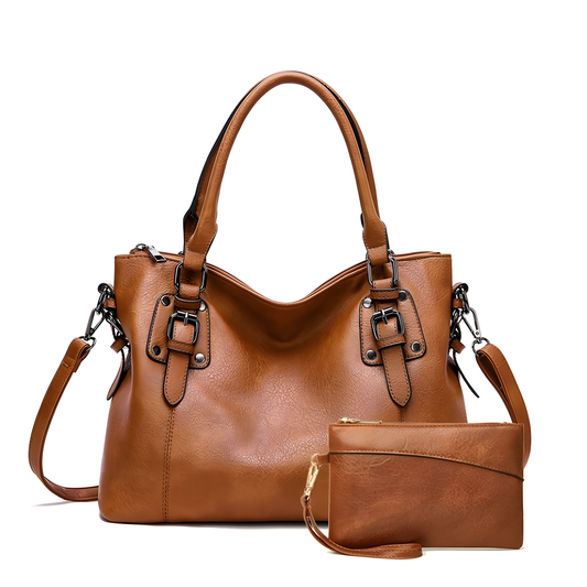 Structured Tote Bag with Crossbody Strap & Pouch