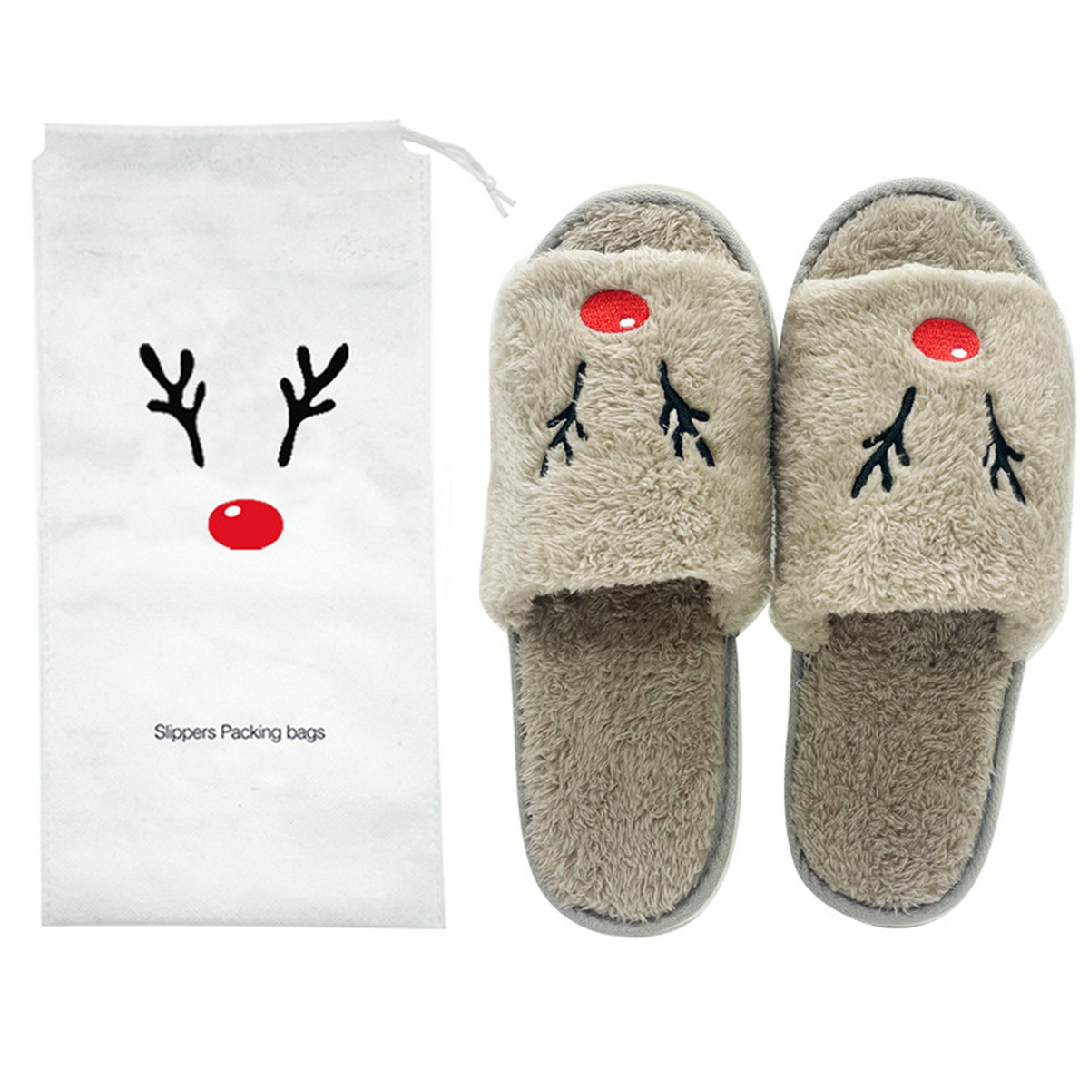 Cozy Pumpkin & Elk Plush Slippers