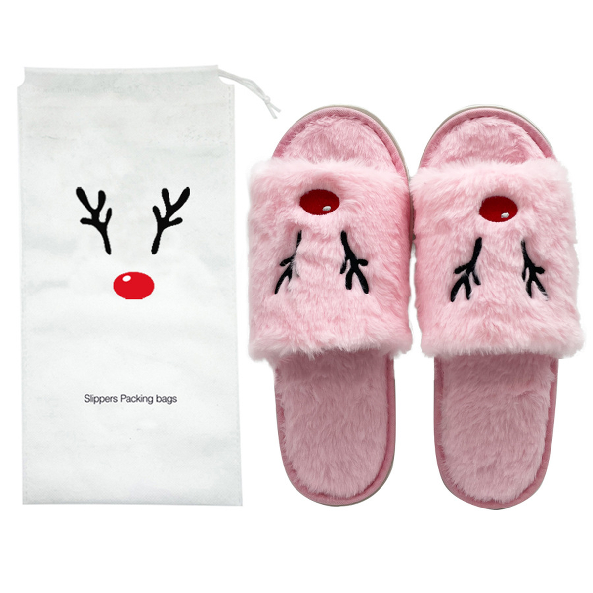 Cozy Pumpkin & Elk Plush Slippers