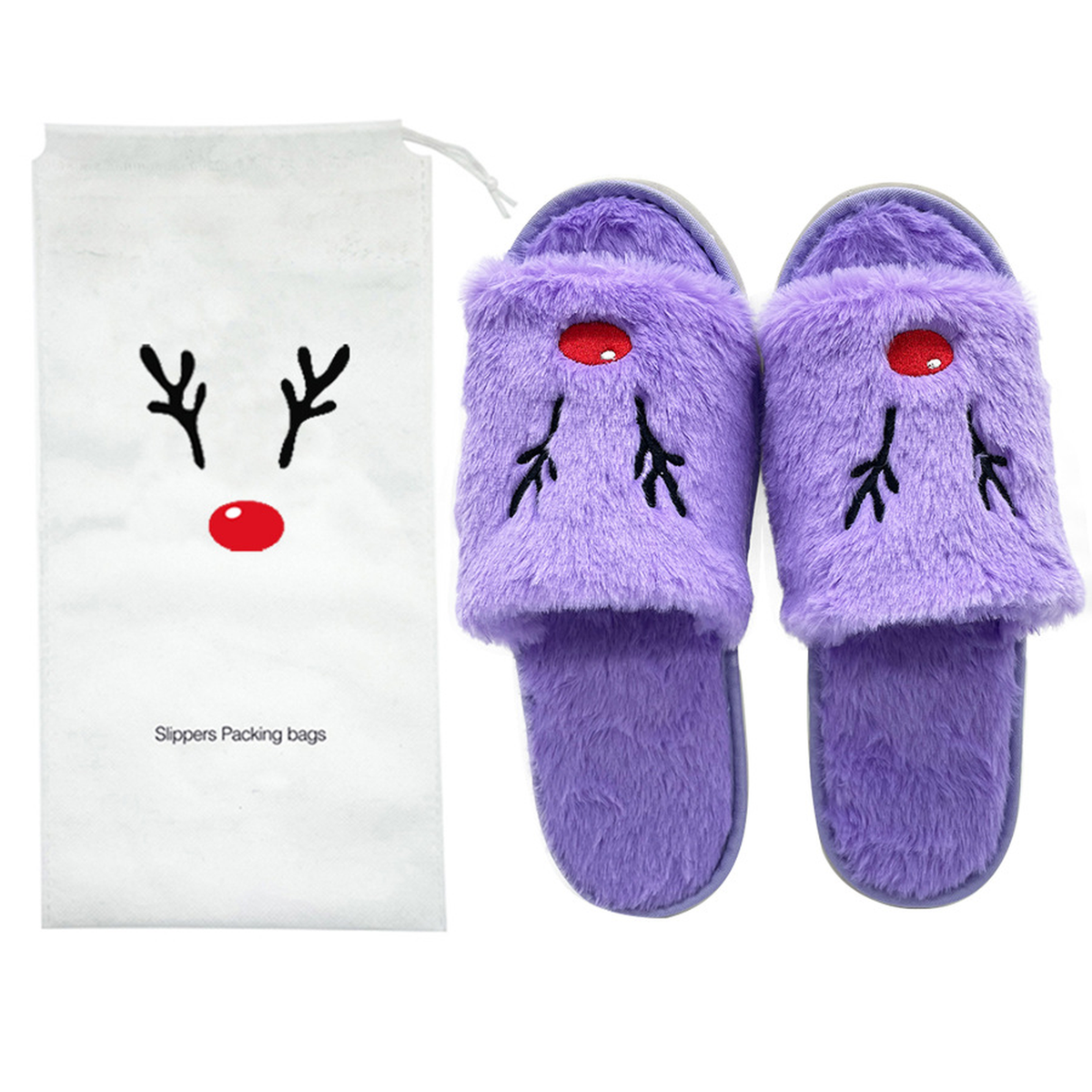 Cozy Pumpkin & Elk Plush Slippers