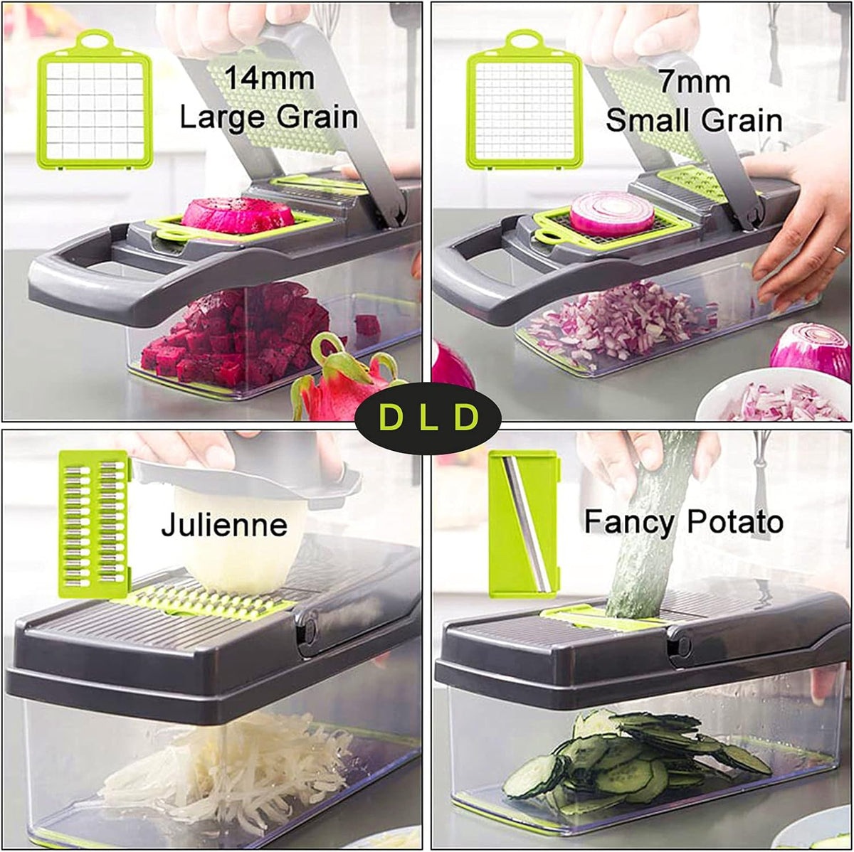 11 in 1 Multi-Function Vegetable and Fruit Chopper Kitchen Multi-Function Diced Vegetable Artifact Potato Shredded Grater Grater Household Potato Chip Sliced Grater