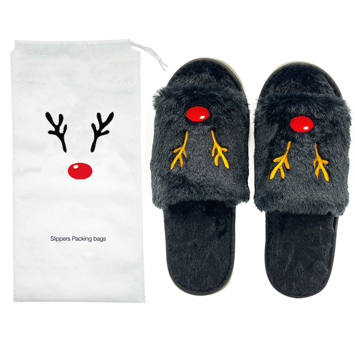 Cozy Pumpkin & Elk Plush Slippers