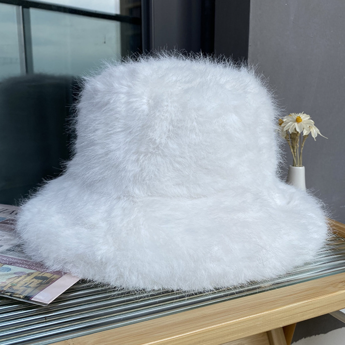 Fluffy Faux-Fur Bucket Hat