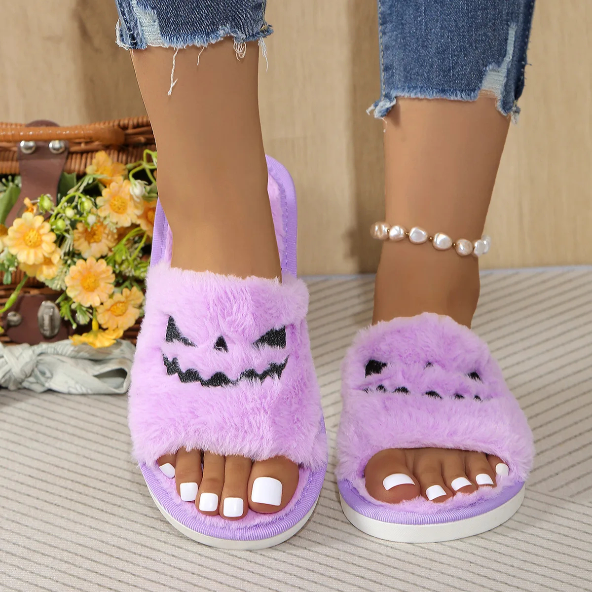 Cozy Pumpkin & Elk Plush Slippers
