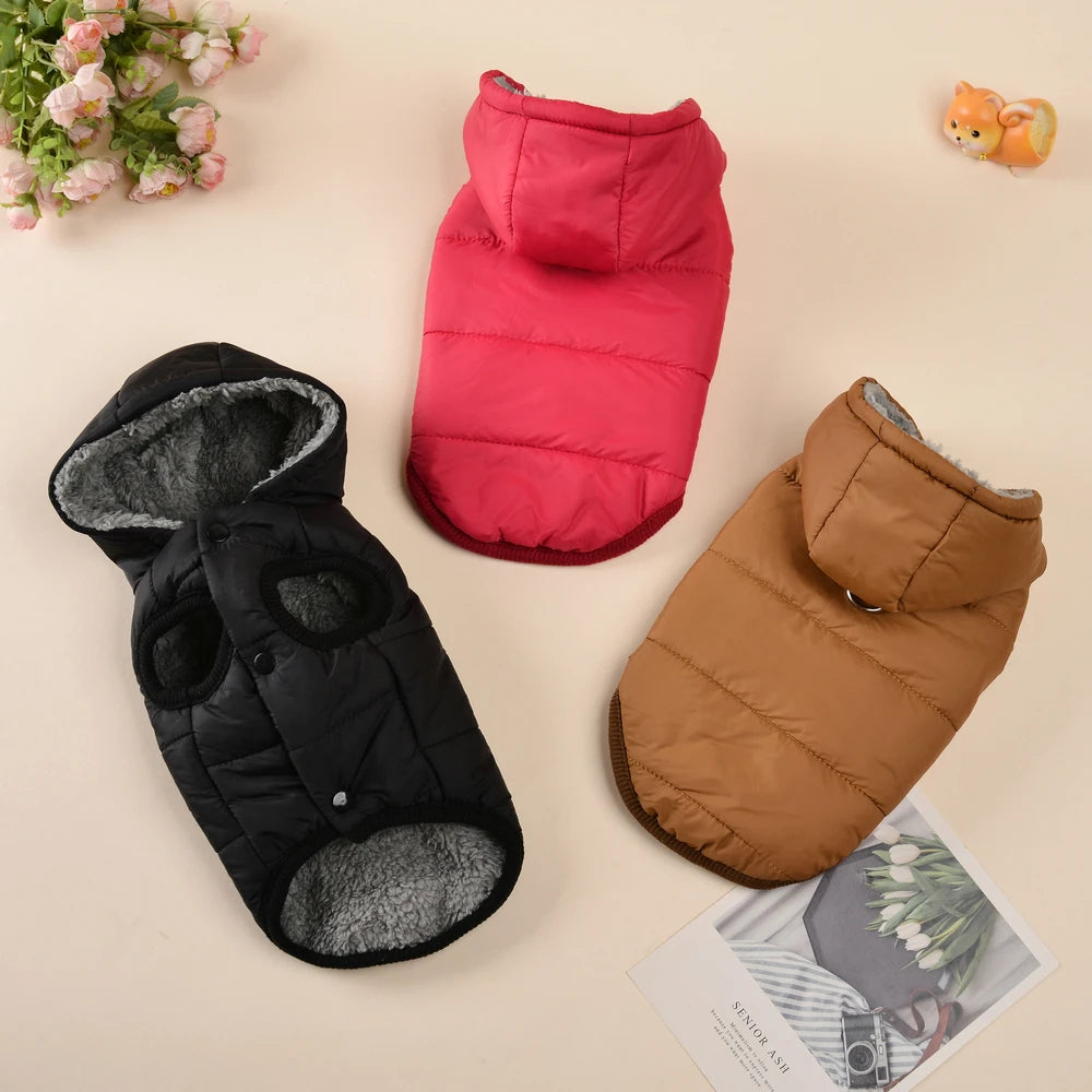 Cozy Hooded Pet Jacket with Leash Ring