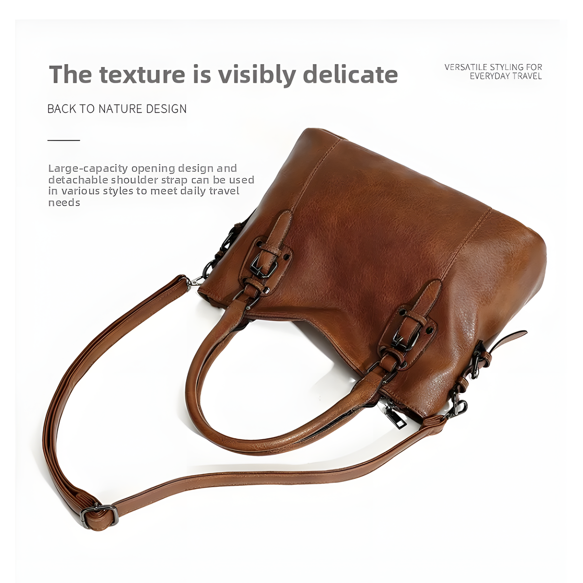 Structured Tote Bag with Crossbody Strap & Pouch