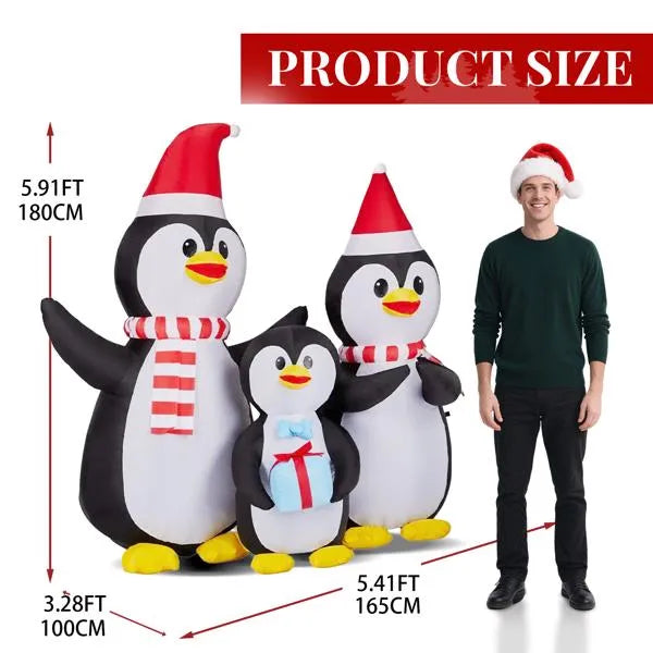 Inflatable penguin family Christmas yard decoration - image 8