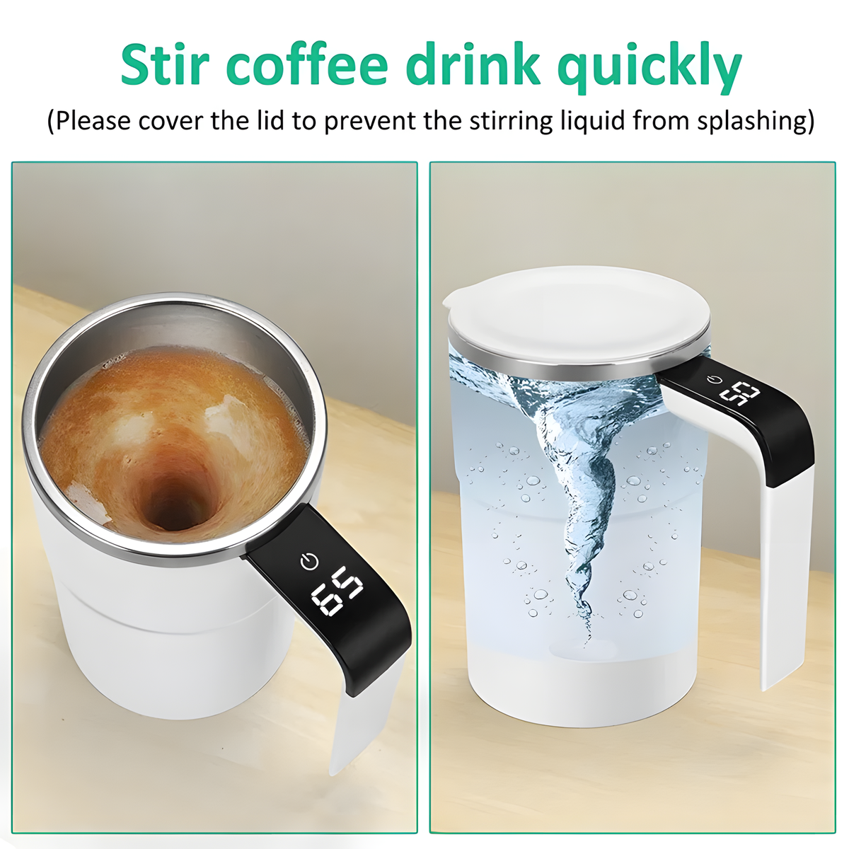 Self-Stirring Travel Mug with Temperature Display