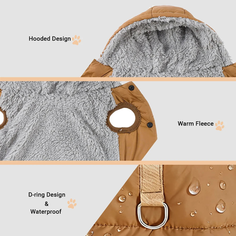 Cozy Hooded Pet Jacket with Leash Ring