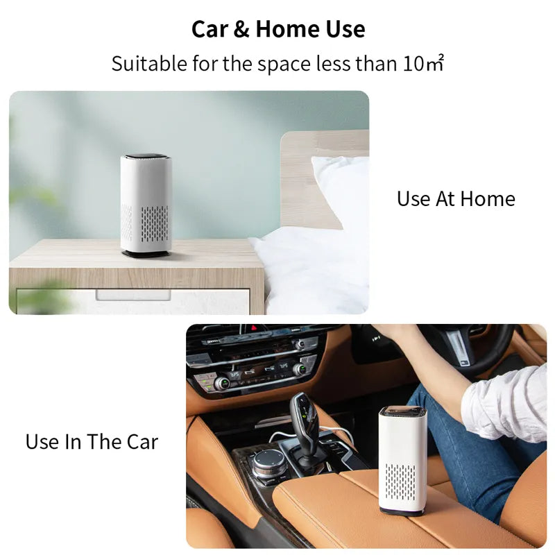 Portable USB Air Purifier for Car & Home – Quiet, with Night Light