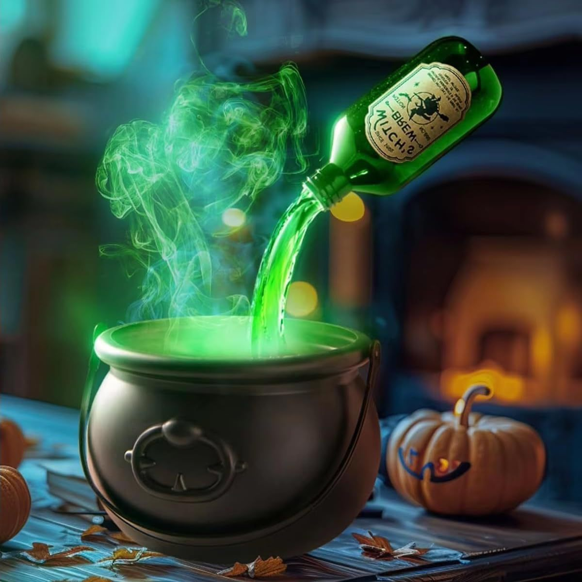 Floating Halloween Cauldron with Glow