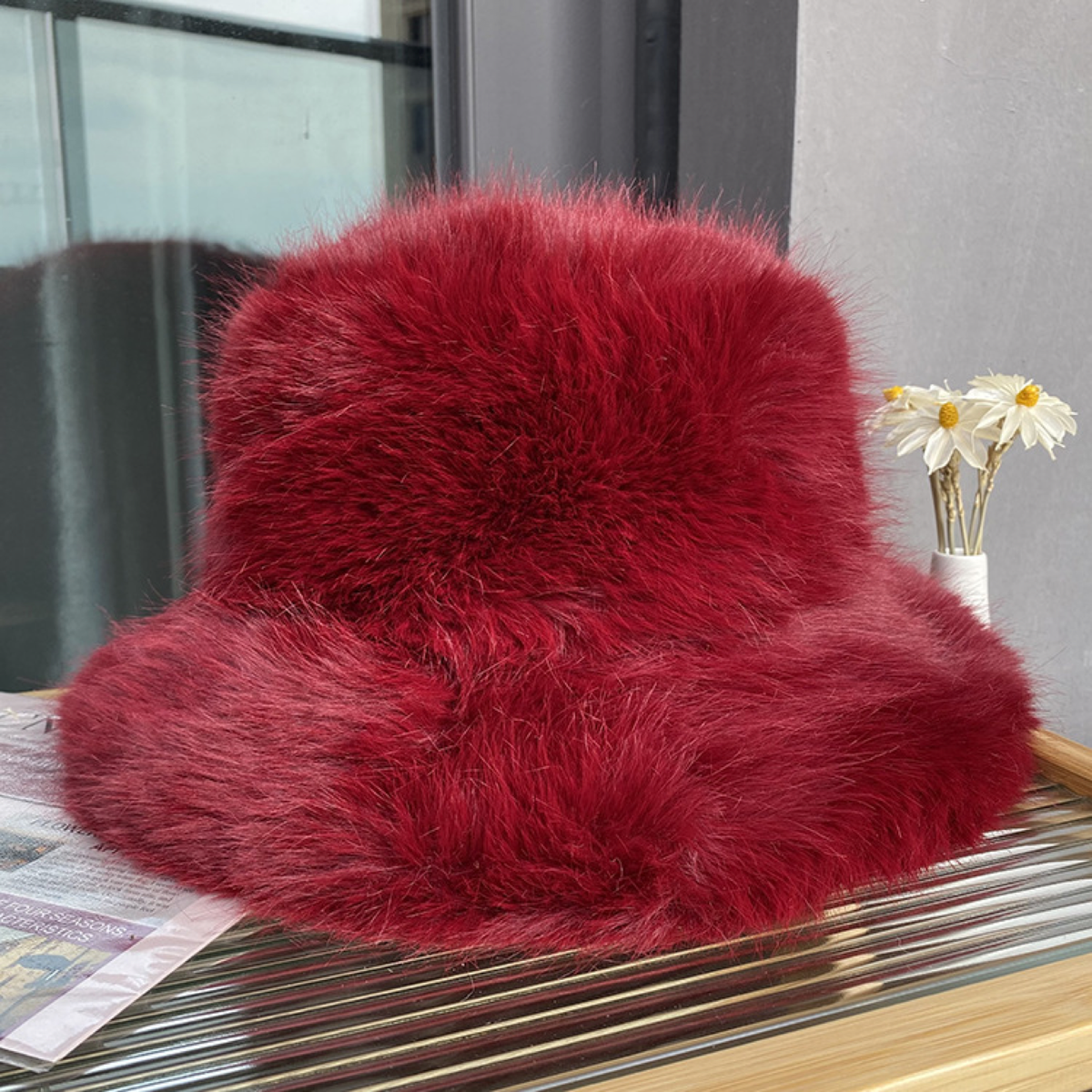 Fluffy Faux-Fur Bucket Hat