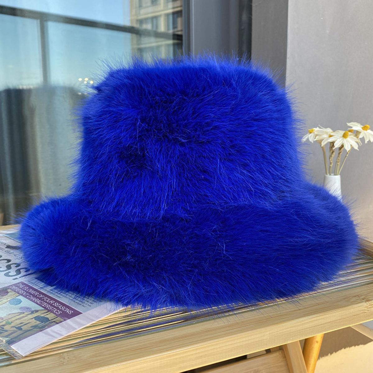 Fluffy Faux-Fur Bucket Hat