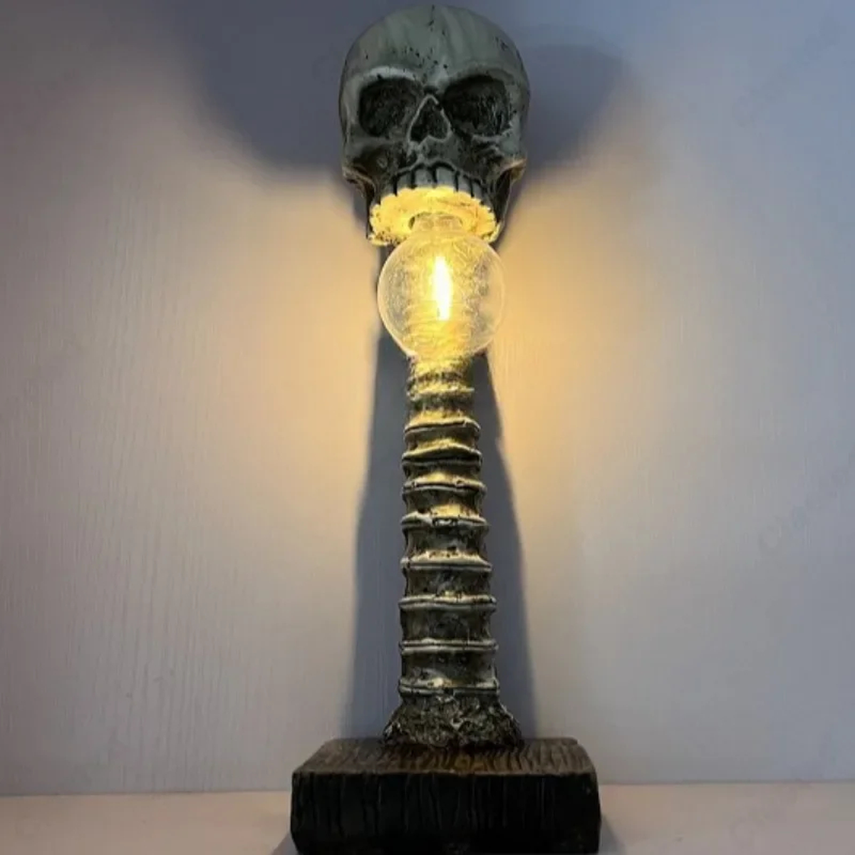 Skull & Spine Gothic Table Lamp