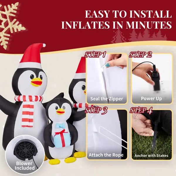 Inflatable penguin family Christmas yard decoration - image 4