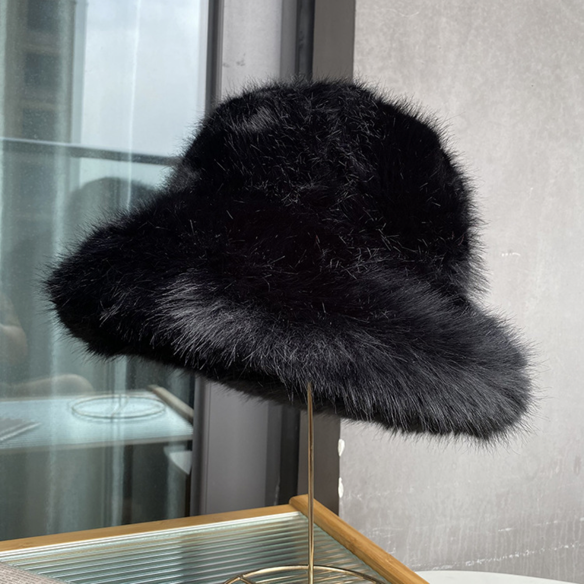 Fluffy Faux-Fur Bucket Hat