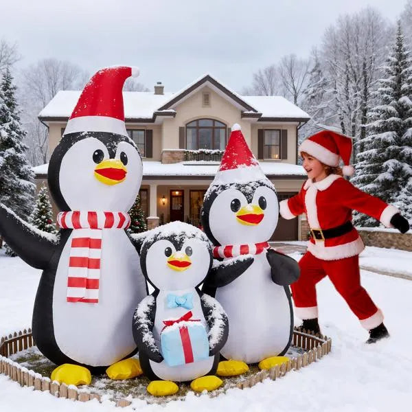 Inflatable penguin family Christmas yard decoration - image 3