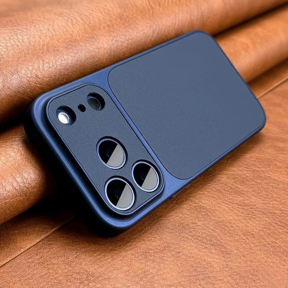 Retro PU Leather-Style iPhone Case – Slim Fit & Camera Surround