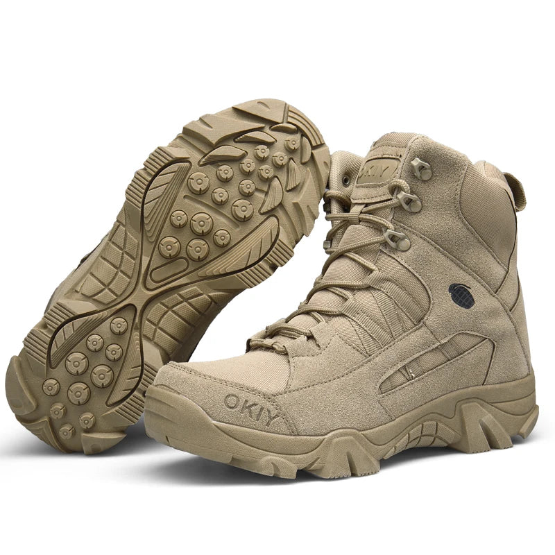 Men's Desert Tactical-Style Boots – Lace-Up Outdoor Ankle Boots