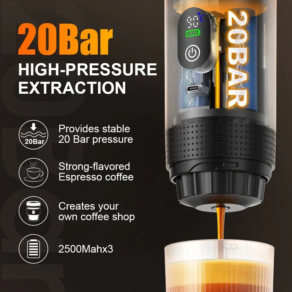 DENOKIN Portable Espresso Maker – Digital Display & 3-in-1 Brewing