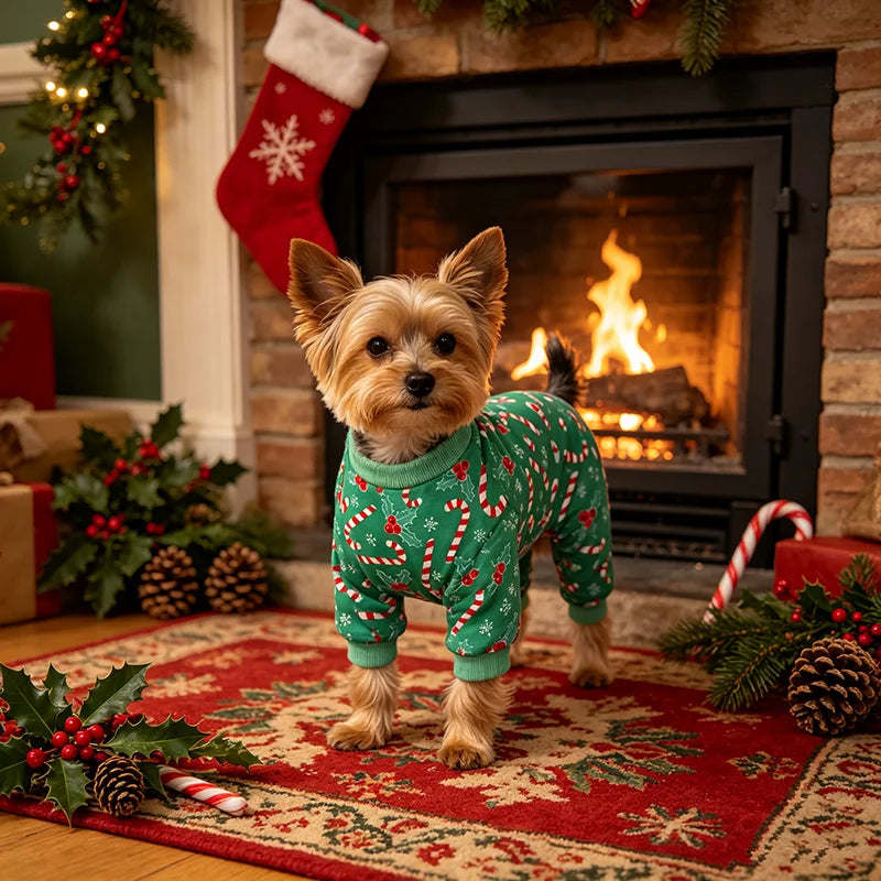 Green Candy Cane Dog Pajamas