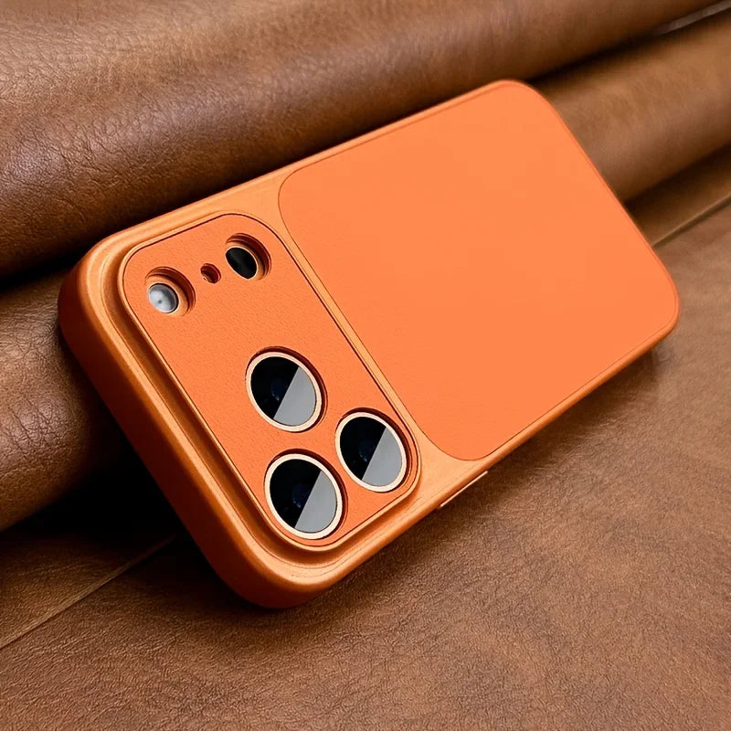 Retro PU Leather-Style iPhone Case – Slim Fit & Camera Surround