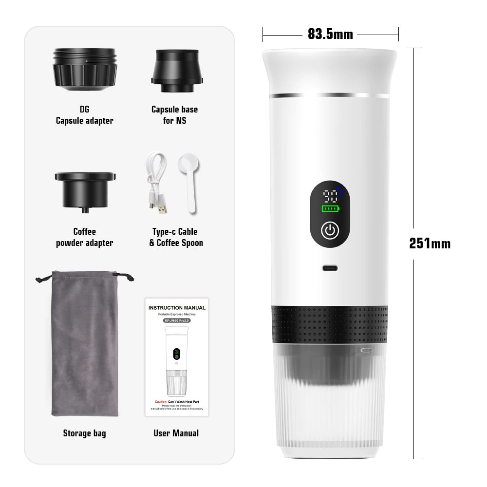 DENOKIN Portable Espresso Maker – Digital Display & 3-in-1 Brewing