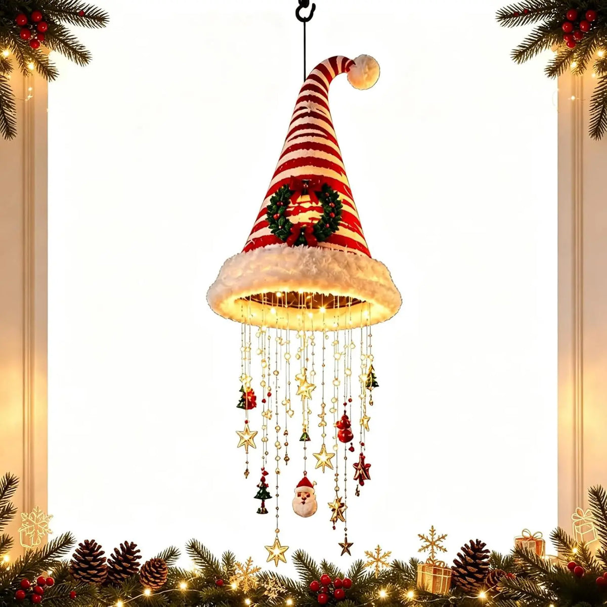 Santa Hat Hanging LED Decoration — Single Piece
