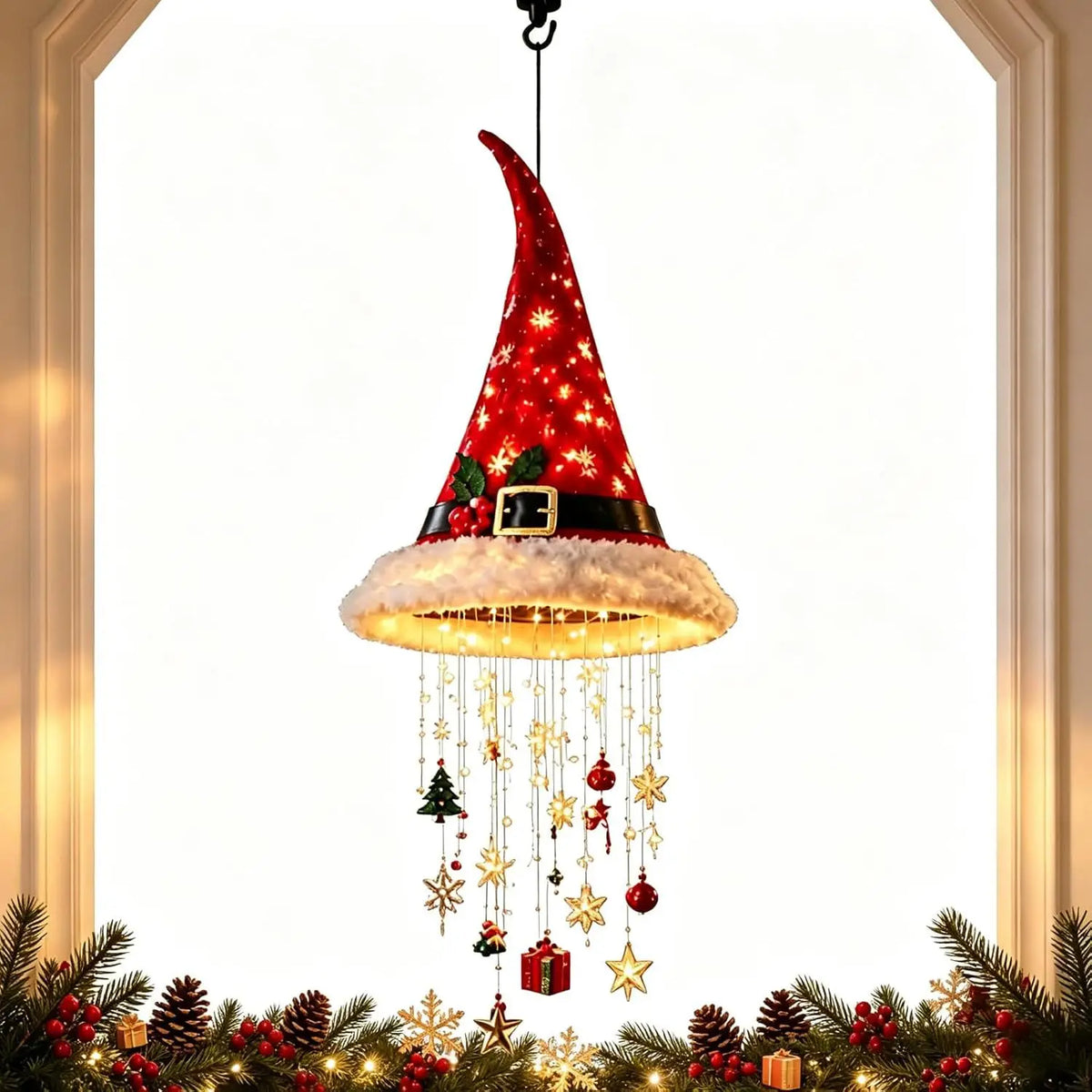Santa Hat Hanging LED Decoration — Single Piece