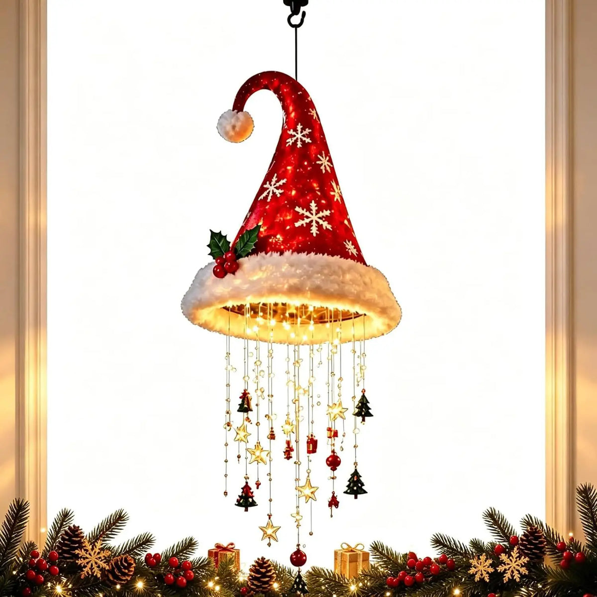 Santa Hat Hanging LED Decoration — Single Piece