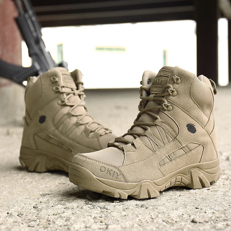 Men's Desert Tactical-Style Boots – Lace-Up Outdoor Ankle Boots