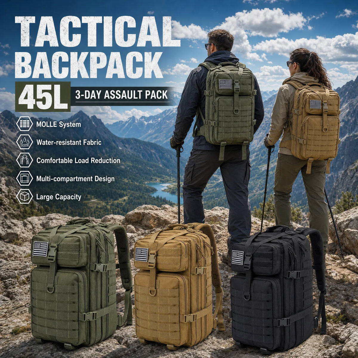 ReFire Gear 45L MOLLE Hiking Backpack