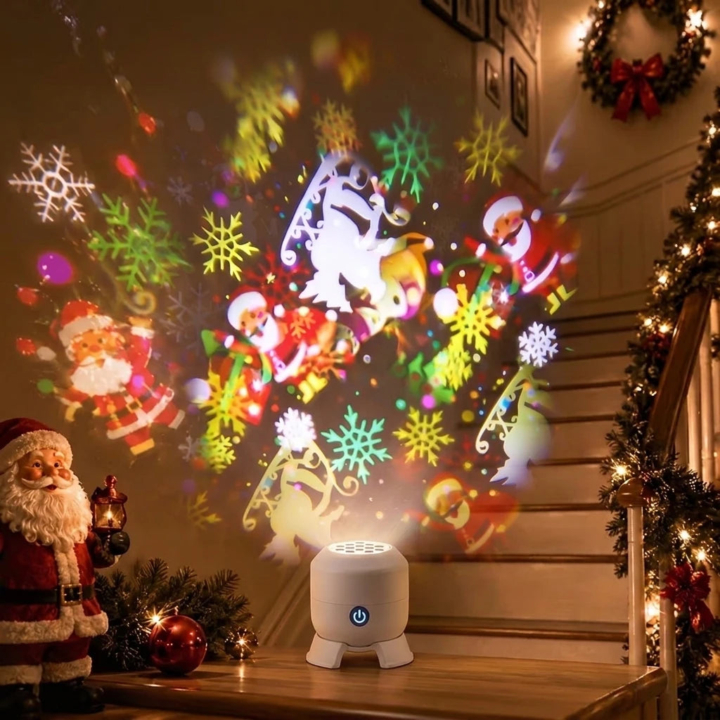 USB-C Holiday Projector — White Housing, Christmas or Snowflake