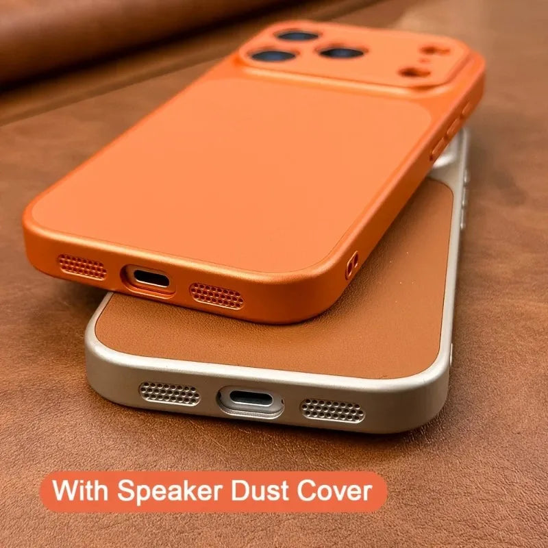 Retro PU Leather-Style iPhone Case – Slim Fit & Camera Surround