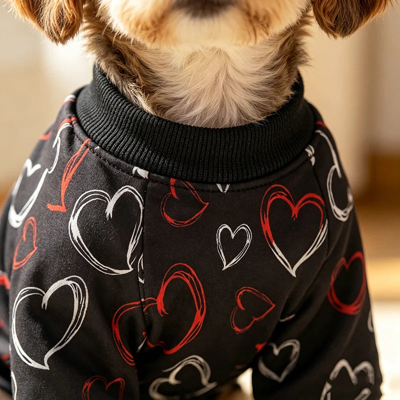 Black Love Print Dog Pajamas