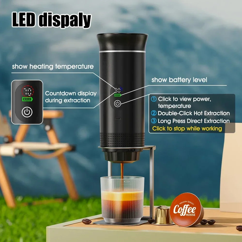 DENOKIN Portable Espresso Maker – Digital Display & 3-in-1 Brewing