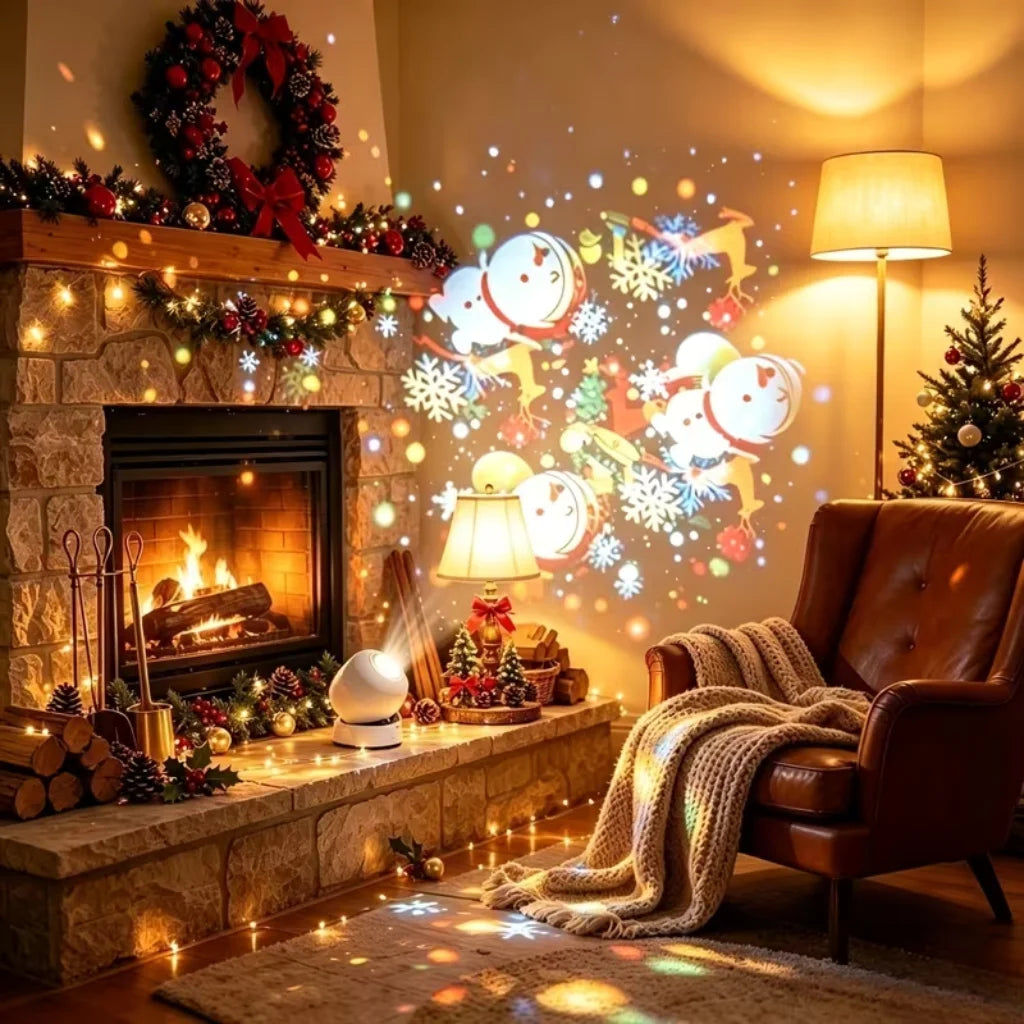 USB-C Holiday Projector — White Housing, Christmas or Snowflake