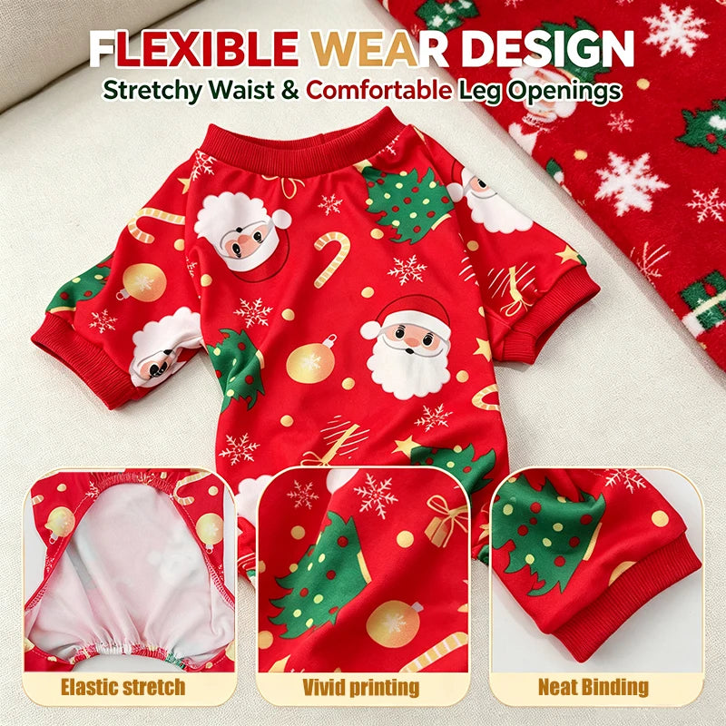 Snowman and Tree Print Dog Pajamas